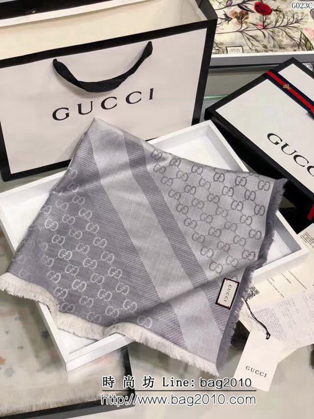 GUCCI古馳頂級原單 經典斜紋雙色羊絨方巾 G023 LLWJ6517